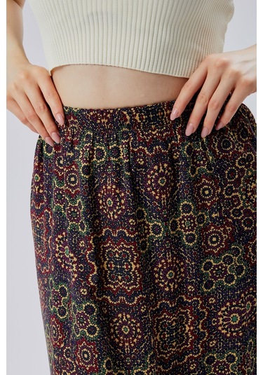 Nurören Viskon Kumaş 8 Parça Uzun Kadın Etek- Mor Mor