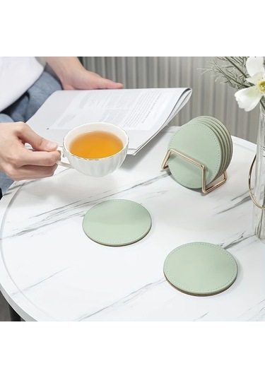 Willowhaven Yeşil 6 Adet Yapay Deri Paspas Metal Standlı Mantar Tabanlı Yüksek Sıcaklık Dayanımlı Yeşil