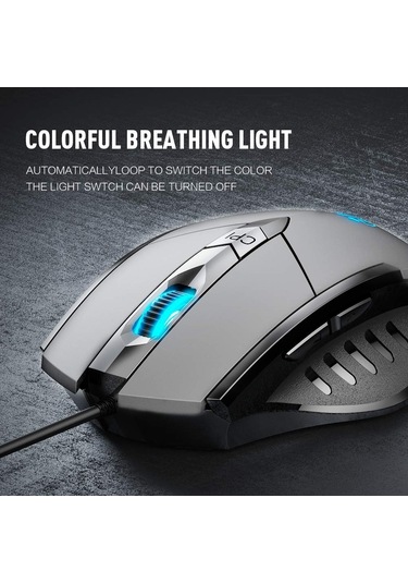 Inphic Pw1h Kablolu Sessiz Aydınlatmalı Bilgisayar Oyun 6 Düğmeli Fare Gri Diğer