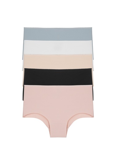 Kadın Külot Yüksek Bel Lazer Kesim Esnek Iz Yapmayan Büyük Beden 5'li Paket Mavi 93018 R03 Mavi