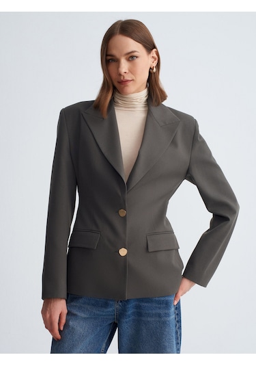 Dilvin 60774 Fitted Kesim Vatkalı Blazer-haki Haki