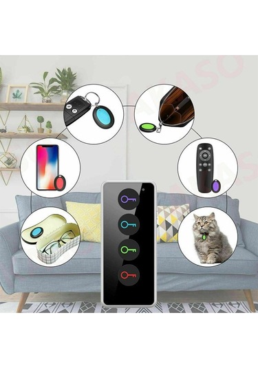 Vkemall 4'lü Kablosuz Evcil Hayvan Kayıp Engelleme Alarmı - Takip Cihazı Anahtar Ve Eşya Bulucu 30m Menzil Led Işıklı