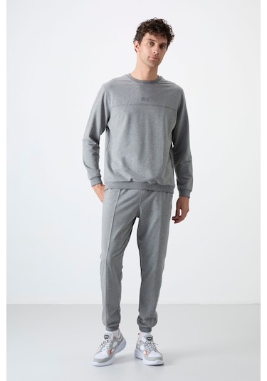 Tommy Life Keith Gri Melanj Basic Erkek Eşofman Takım - 85231 GRİ MELANJ