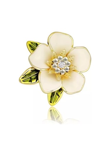 Bijoubijou Kadın Broşları 2'li Paket Çiçek 250613480 Altın Rengi