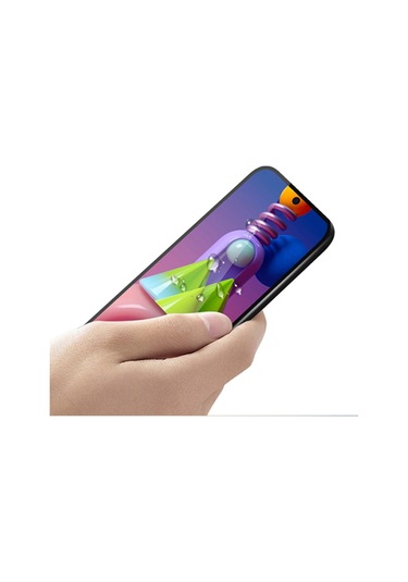 Samsung Galaxy M51 Temperli Full Cam Ekran Koruyucu Siyah Siyah