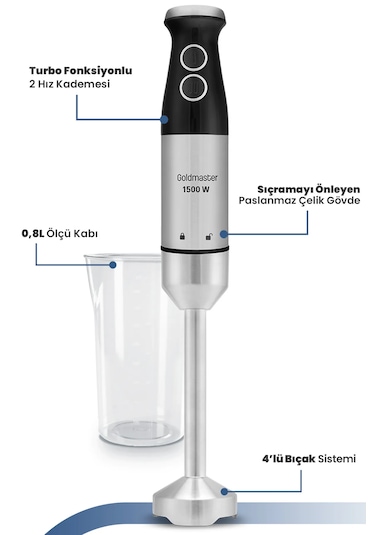 Goldmaster Fast Stick GM-7205 1500 W Blender Seti