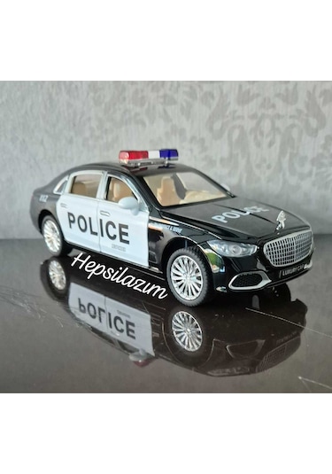 Metal Oyuncak Polis Araba Mercedes Maybach Model Araç Sesli Işıklı Çekbırak Diecast 23cm Diğer