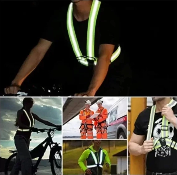 Neon İkaz Yeleği Tokalı Emniyet Kemeri Yelek Pratik Esnek Kumaş F.yeşil