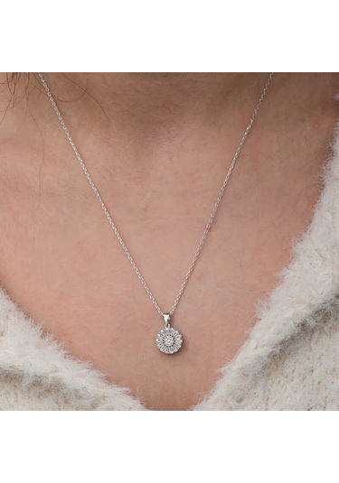 Artsmagazinmücevher Gümüş Zirkon Taşlı Yuvarlak Kadın Kolye