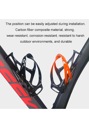 Toseek Açık Hava Bisiklet Karbon Fiber Açık Su Şişesi Tutucusu, Renk: Turuncu Parlak Çok Renkli