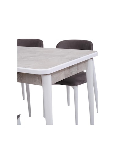 Duru Mdf Lak Panel Açılır Yemek Mutfak Masası 90x160 Beyaz Mermer