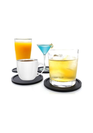 Novahub Gri Silikon Bardak Yuvarlak 10cm Kalın Yalıtımlı Coaster İçecek Kupası Kahve Altlığı Gri Gri