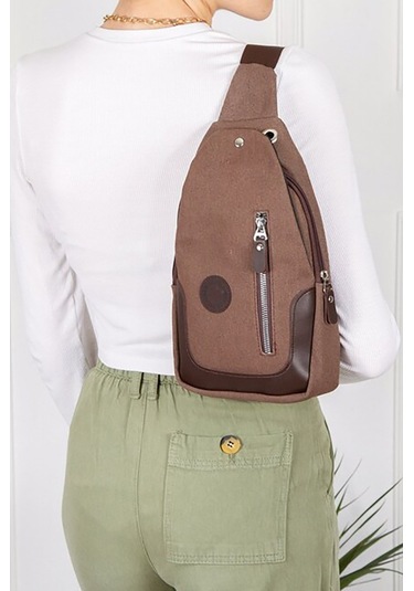 Bizoon 2022 Kanvas Sırt Ve Göğüs Çantası Bodybag Fume Füme