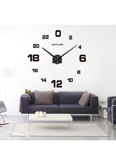 Lemestar Siyah Akrilik Dıy Duvar Saati - Yaratıcı Ev Dekorasyonu, Ayna Efekti, Kolay Montajlı, Ev Odaları İçin Modern Zamanlayıcı Siyah
