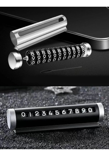 Metal Kasa Araç İçi Park Telefon Numaratörü Çevirmeli Oto Cam Fosforlu Parkmatik Kart