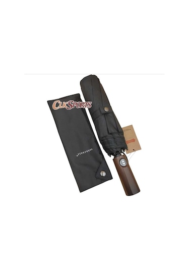 Ahşap Saplı , Tam Otomatik Şemsiye , Orijinal Çıtçıtlı Kılıflı - Siyah Genel