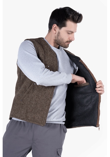 Keçe Yelek Kahverengi