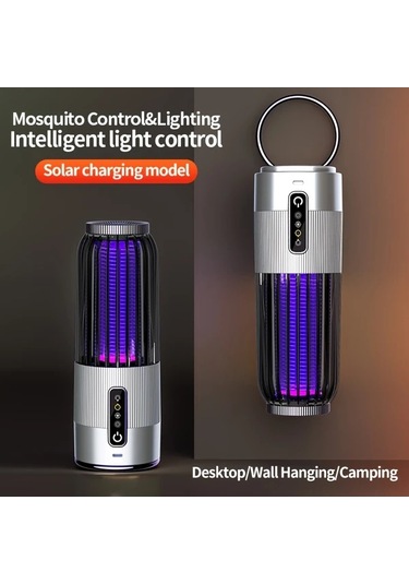 Motion003 Gri Ruizhe Sivrisinek Lambası 1200mah Usb Şarj Taşınabilir Elektrikli Öldürücü 3 Seviyeli Zamanlayıcı Gece Lambası