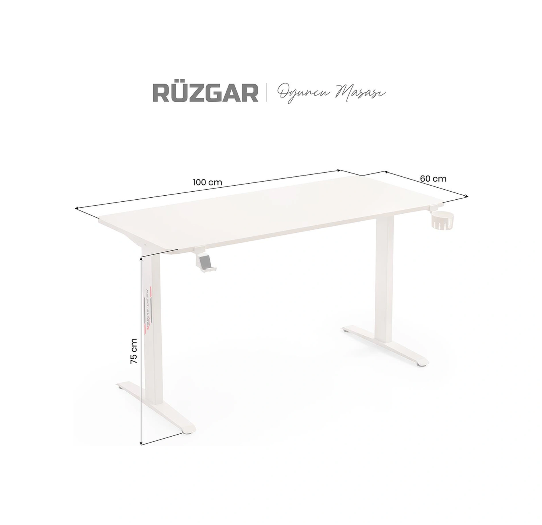 Xdrive Rüzgar Oyuncu Masası Beyaz 100x60 Beyaz