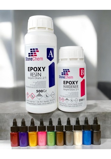 Ultra Şeffaf Parlak Epoksi Reçine 750 Gr + 10 Renk Sıvı Sedefli P