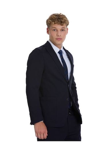 Lacivert Regular Fit Mono Yaka Pamuklu Takım Elbise 34353 Lacivert