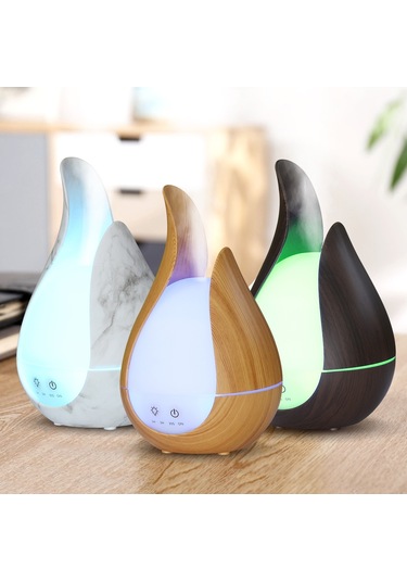 200ml Ultrason Hava Nemlendirici Aroma Esansiyel Yağ Difüzörü 7 Renk Led Gece Lambası Serin Mist Maker, Fiş Tipi: İngiltere Fişi Mermer Taban