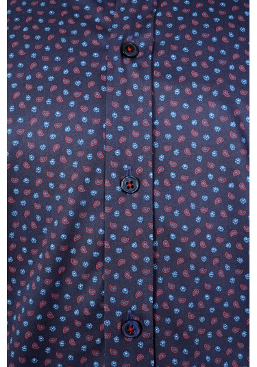 Standart Yaka Çiçek Damla Desen Gömlek Slim 001