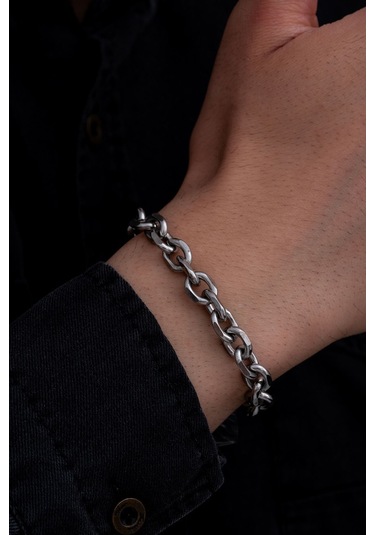 Erkek Çelik Bileklik - 9 Mm Forse Zincir Çelik Bileklik