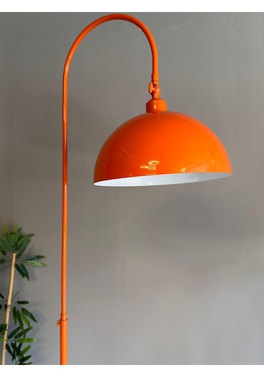 Dimmerli Işığı Ayarlanabilen Işığı Artırılıp Azaltılabilen Turuncu 6918 Hareketli Başlık Metal Lambader Turuncu