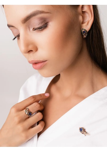 Lamponi 925 Ayar Gümüş Elmas Ve Safir Zambak Küpeleri İncirimlı 291819426 Altın