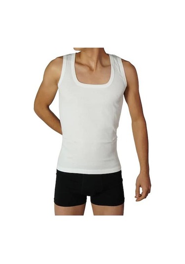 12 Li Paket Nazar Yıldız Erkek Penye Atlet Beyaz Beyaz