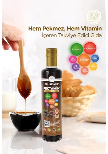 Zühre Ana Pektamin Karadut Keçiboynuzu ve Andız Pekmezi Karışımı Vitamin Takviyeli 250 ML