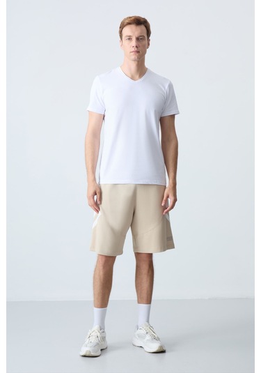 Tommy Life Bej Pamuklu Kalın Yumuşak Dokulu Standart Fit Basic Erkek Şort - 81281 Bej