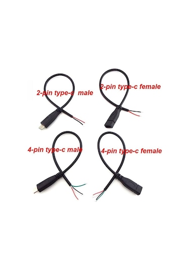 2-pin 4-pin Tel Hattı Mikro Usb Diy 2.0 Erkek Kadın Tip-c C Şarj Kablosu Güç Kaynağı Konnektör Uzatma Tamir Kablosu 4pin Mirco Male