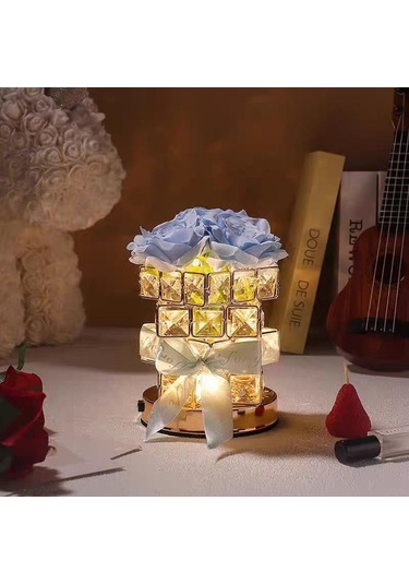 Maoyaya Gül Rubik Küp Atmosfer Masa Lambası - Anneler Günü Hediyesi Pembe Pembe