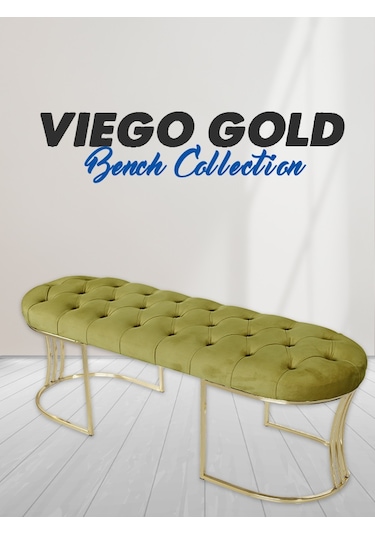 VİEGO GOLD HARDAL-Kapitoneli Model Puf&Bench&Koltuk-Oturak-Uzun Makyaj Puff-Yatak Odası Ucu&Önü