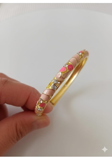 Mineli Açık Pembe Çelik Bileklik Pembe