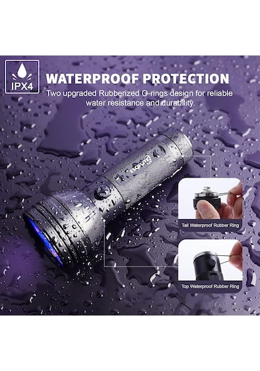 Valkyrie 51 Led Mor Işık Uv El Feneri Ultraviyole Blacklight Siyah