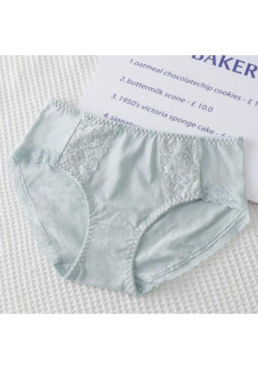 Açık Mavi Kadınlar İçin Saf Pamuk Dikişsiz İç Giyim Antibakteriyel Nefes Rahat Düz Renk Kızlar İçin Orta Bel Üçgen Örgü Açık Mavi