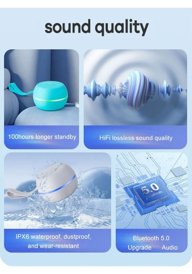 Ranyeek S9 Mavi Mini Bluetooth Hoparlör - Ipx6 Su Geçirmez, 8 Saat Çalma Süresi, Hifi Ses Kalitesi, Taşınabilir Outdoor Hoparlör