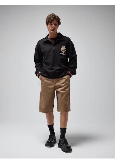 Gsstore X Midground Polo Sweatshirt E251206 Siyah
