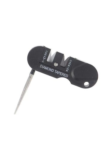 Springsun 4-fonksiyonlu Ev Ve Dış Mekan Bıçak Takasçı: Tungsten Çelik Kaba + Seramik İnce Tasla, Anahtar Zincirine Takılabilir Siyah