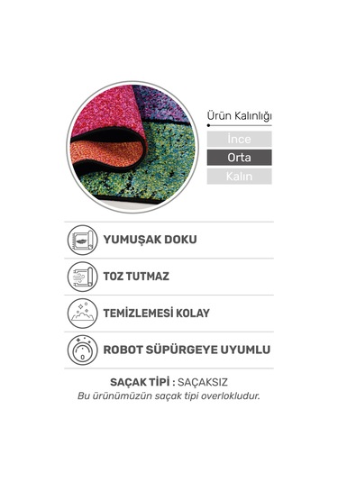 Colora Halı Koleksiyonu Yumuşak Renkli Kare Halı, Tozumaz, Modern Tasarım Ve Kolay Temizlik Multi 4