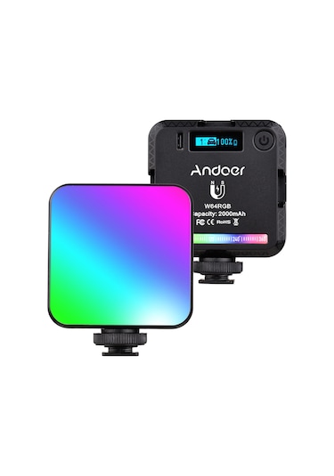 Andoer W64rgb Mini Şarj Edilebilir Rgb Led Video Işığı Siyah Siyah
