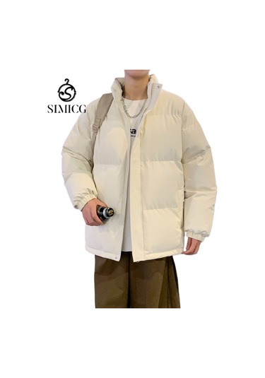 Yeni Stil Dik Yaka Pamuklu Ceket Günlük Rüzgar Geçirmez Pamuklu Ceket Kayısı