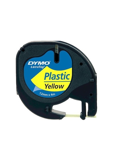 Ecotag Dymo 721620 Letratag Muadil Plastik Şerit Etiket Sarı 12 MM x 4 M