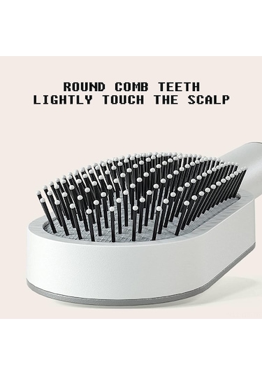 Singree Kuru Islak Saçlar İçin Otomatik Temizleyici Hava Yastığı Saç Fırçası - Yumuşak Tırnaklı, Masajlı, Saç Dökülmesini Azaltan, Beyaz + Gri Tabanlı