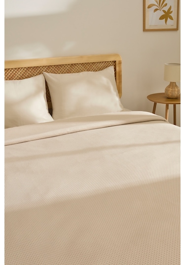 Kaşmir Home Nora %100 Pamuk Çift Kişilik Pike Bej Bej