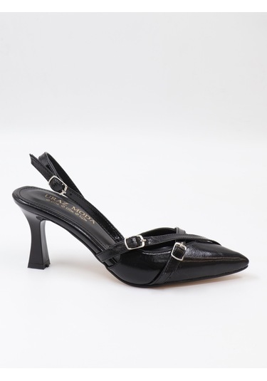 Nesilshoes Nesil Shoes Uraz 500 Siyah Rugan Çift Toka Kadın Sandalet