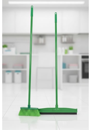 Fırça Ve Yersil Seti 2 Saplı Yumuşak Kıllı Fırça + 55 Cm Yer Çekpası